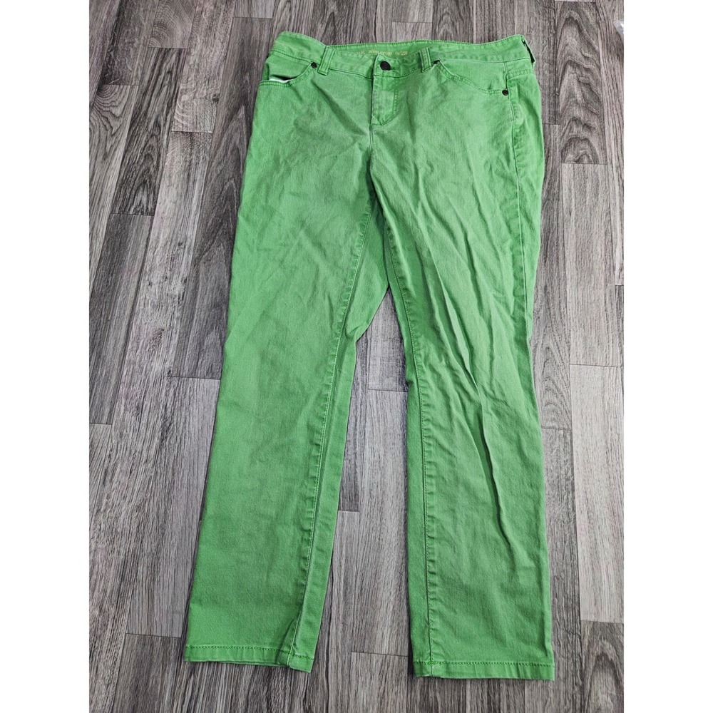 Talbots Signature Slim Crop Pants Womens 6/28 Green Mid Rise Cotton Stretch